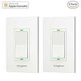 Koogeek Smart WiFi Light Switch Dimmer Works with Apple Homekit, Only for Single Pole, Support Siri on 2.4GHz Network 2 Packs (Require Neutral Wire)