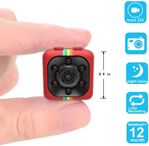 VESKYS Spy Camera, Mini Hidden Camera 1080P Full HD Camcorder with Night Vision &amp; Motion Detection Security Camera portable for Home/Office/Driving Security(Red)