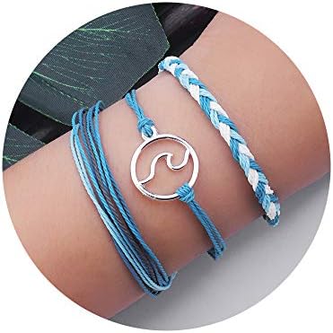 ZHEPIN 3PCS Braided Rope Bracelet Set Handmade Waterproof Wrap Bracelet Charm Woman Kids