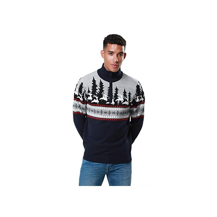 Buy Threadbare Mens Reindeer Twist Zip 