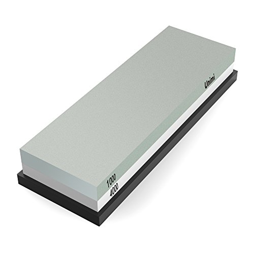 Unimi Whetstone 2-IN-1 Sharpening Stone 1000/4000 Grit Water Stone, Knife Sharpener Rubber Stone Holder Included