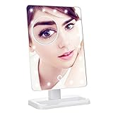Mirror with led light, Luckybird Premium Illuminated & Portable LED Vanity Mirror, 20 Dimmable LED,10x Magnifying Spot, 180° Rotation, Ergonomic Design, Perfect Lighting For Flawless Makeup-White