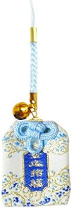 Japanese Luck Charm: White Golden Garden Blue - Money Fortune