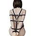 Leather Bandage Strip Black Fetish Overcoat Cupless Open Cup Adjustable Underwear (1110)