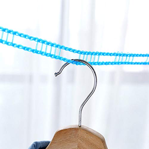 XINGSUI 2Pcs Windproof Nylon Clothes Line Portable Travel Clothes Line Used for Indoor and Outdoor Camping Hangers (Blue, Green, 5m)