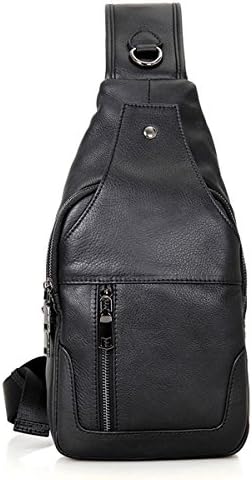 Lionpapa Leather Multipurpose Crossbody Chest Pack Hiking Shoulder Sling Bag (Black)