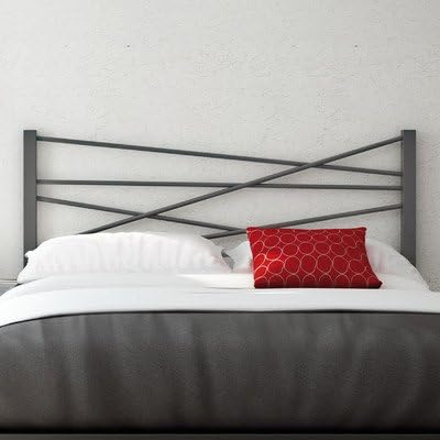 Amisco Crosston Metal Headboard Only, Full Size 54", Magnetite/Glossy Grey