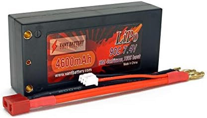 7.4V 4600mAh 2S Cell 90C-180C Shorty ROAR Approved HardCase LiPo Battery Pack w/ Dual 4mm Bullet & Deans Ultra Connector