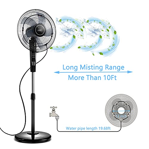 Outdoor Misting Fan Kit for Patios, 19.6Ft(6m) Misting Hose Cooling