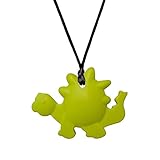 Chew Necklace for Sensory - Oral Motor Aide Dinosaur Chewelry Baby Teething Necklace for Nursing Mom, Silicone Chewable Toy for ADHD Children and Autism or Special Need (Green Dinosaur)