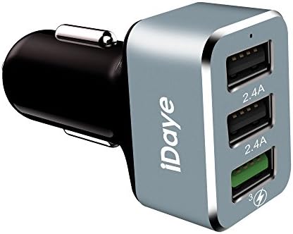Quick charge 3.0 48W 3 ports fast USB car charger with Smart ID Technology adapter for such as Samsung Galaxy S7/S6/Edge, LG,Note 4/5, Nexus 6, LG, HTC Andriod and apple devices. (Gray)