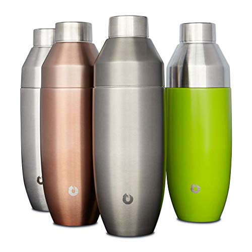 SNOWFOX Double-walled Insulated Stainless Steel Cocktail Shaker, 21.9oz), Grey Olive