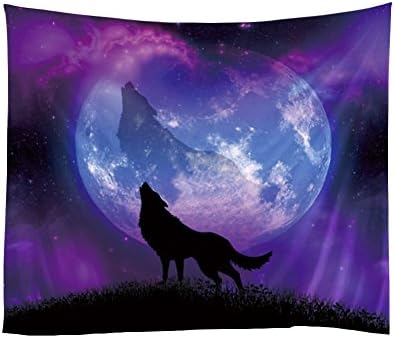 Messagee Purple Wolf Tapestry Wall Hanging Indian Wall Art
