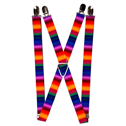 Bright Colorful Thin and Thick Tie-Dye Vertical Stripes Suspenders