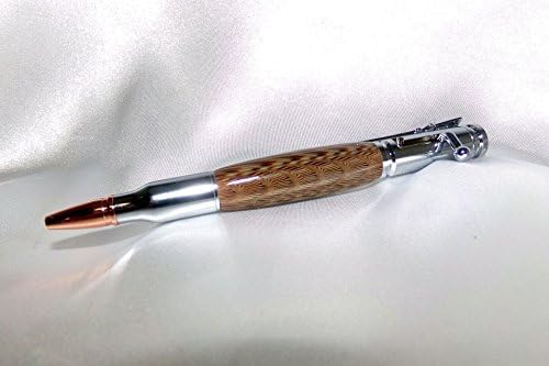 Hand Crafted Bolt Action 30 Caliber Bullet Cartridge Ballpoint Pen w/ Chrome and Alt Water Buffalo Horn