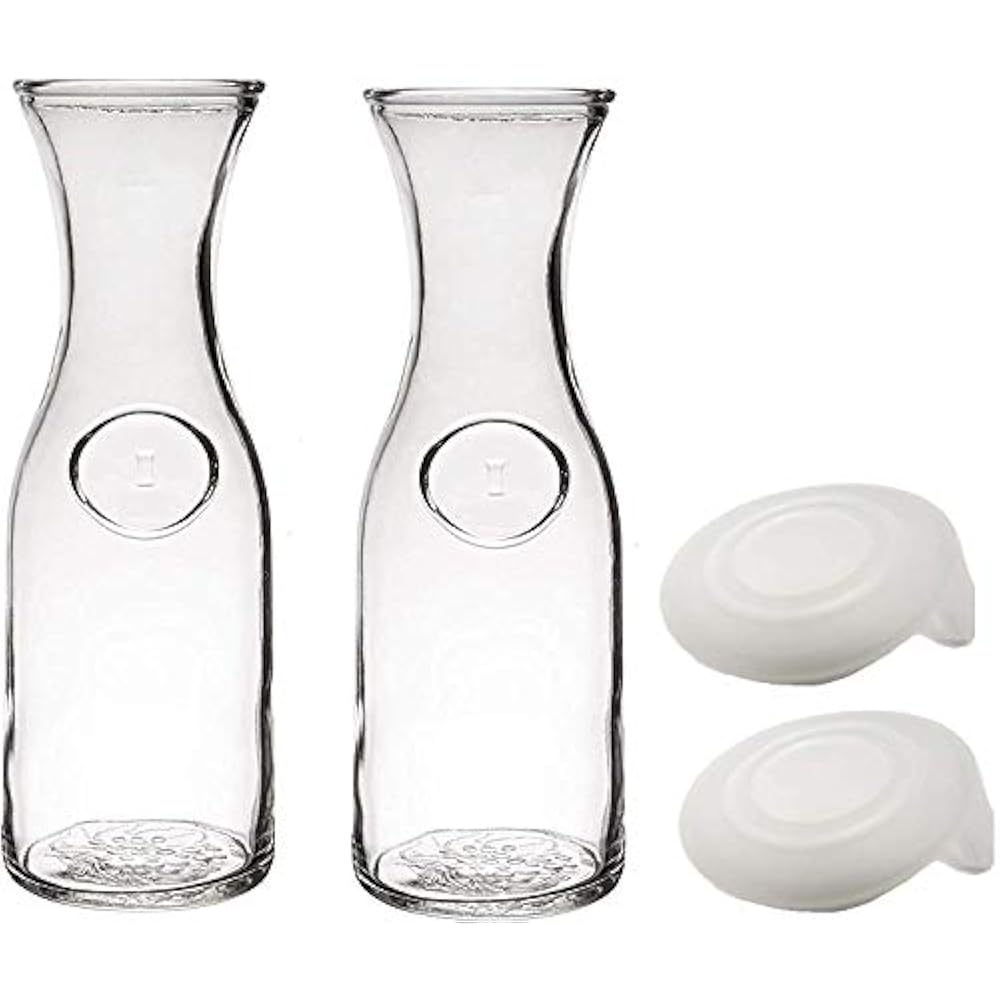 Glass Water Or Wine Carafe 1 Liter (2) W/Lids Carafes & Pitchers eBay