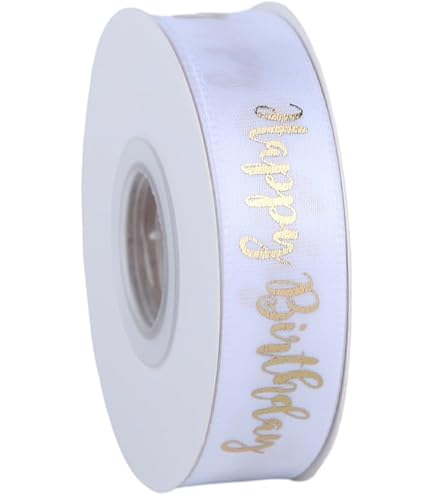 Purple Ribbon Happy Birthday Ribbon - 1 Inch Wide, 25 Yards For Bouquets & Cakes