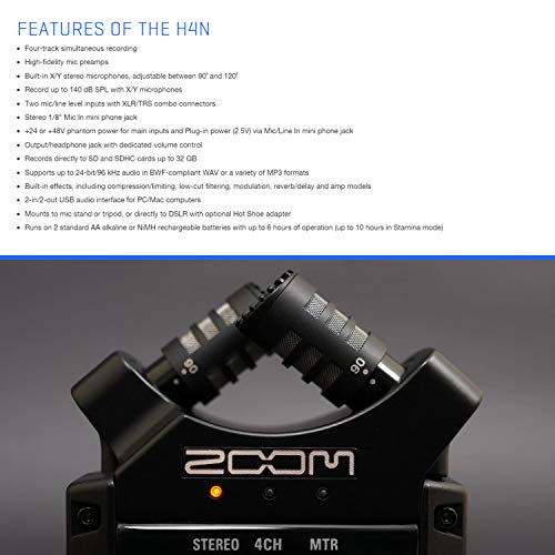 Zoom H4n Pro 4Input / 4Track Portable Handy Recorder with Onboard X/Y
