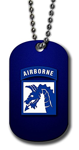 Aluminum Dog Tag Necklace and Key Ring - US Army 18th Airborne Corps (Sky Dragons), Shldr Sleeve