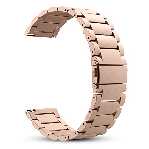 Gear S3 Frontier / Classic Watch Band, Fintie 22mm Stainless Steel Metal Replacement Strap Bands for Samsung Gear S3 Frontier / S3 Classic and Moto 360 2nd Gen 46mm Smartwatch - Rose Gold