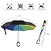 BAGAIL Double Layer Inverted Umbrellas Reverse Folding Umbrella Windproof UV Protection Big Straight Umbrella for Car Rain Outdoor with C-Shaped Handle Rain Bow