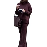 Lexamen High Neck Solid Color Knit Two Piece Sets for Women Sweatsuit Drawstring Pants Sets Outfits Fall Tracksuit