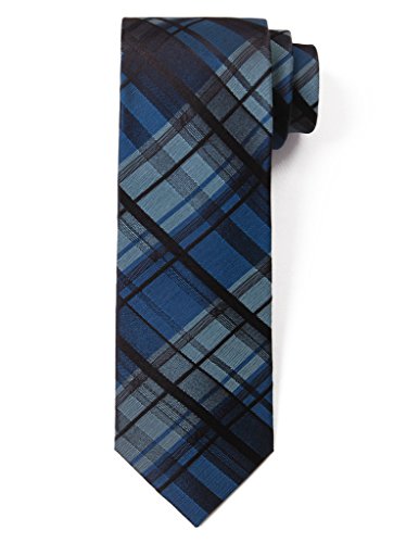 Origin Ties Classic Tartan Plaid Check Silk Tie 3'' Skinny Necktie Green/Black