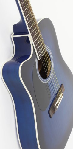 Jameson Guitars Full Size Thinline Acoustic Electric Guitar with Free Gig Bag Case & Picks Blue Left Handed - Thumbnail 4