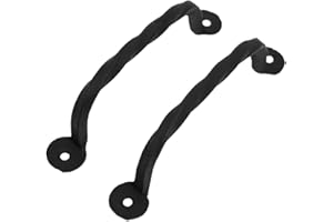 SaKeGa Rustic Twisted Barn Door Handles - 5 7/16 inch- 2-Pack Hand-Forged Handles Hardware - Heavy-Duty Iron Handles - Black Door Pull Handles for Closet, Drawer, Chest, Gate, Shed Door,Window,Garage