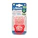 Dr. Brown's PreVent Orthodontic Baby Pacifier, Suction Free Air Channel, Contoured Butterfly Shield is Gentle on Face, Made in USA, Stage 1, 0-6m, 2-Pack, Glow in the Dark - Pink