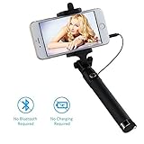 Balichun Wired Selfie Stick with Rotatable Extendable Clamp for Smartphones - Black
