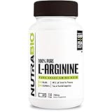 NutraBio 100% Pure L-Arginine (750mg) - 150 Vegetable Capsules