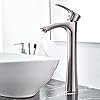 KINGO HOME Contemporary Single Handle Tall Vessel Sink Brushed Nickel Vanity Bathroom Faucet, Basin Mixer Tap