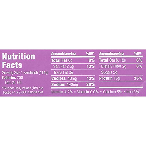 EVOL Chicken Apple Sausage, Egg White and Cheddar Breakfast Sandwich, 16 Grams of Protein Per Serving, 4 Ounce (Frozen)