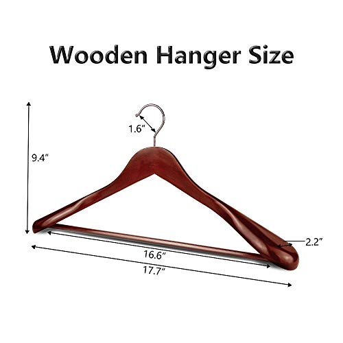 meqution Coat Hanger 8-Pack, Wood Hangers Trouser Hangers Extra Wide Shoulder Wooden Hangers for Heavy Coat, Sweater, Skirt, Suit, Pants, Retro Finish (Retro Finish)