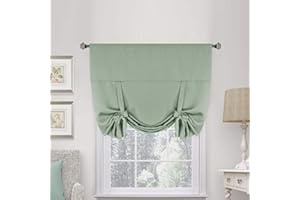 H.VERSAILTEX Blackout Curtains-Tie Up Shade for Window Thermal Insulated Room Darkening Rod Pocket Curtains for Kitchen (Rod Pocket Panel, 42 inches W x 63 inches L，Light Sage)