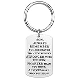Birthday Gift Family Keychain - Stainless Steel Best Friend Unisex Gifts Motivational Jewelry Inspirational Key Chain for Graduation (Son)