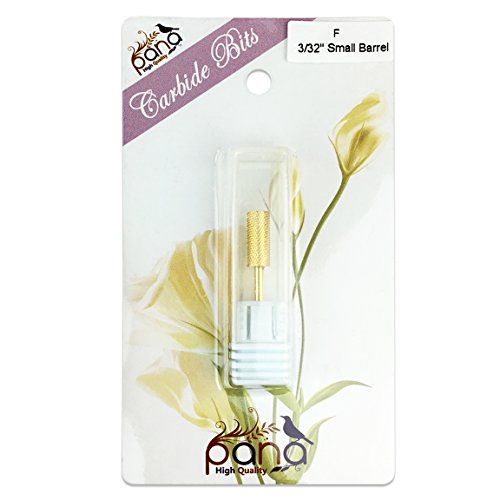 Pana 3/32" Safety Nail Carbide Bit - Gold Small Barrel Head (Grit: Fine - F) for Electric Dremel Drill Machine