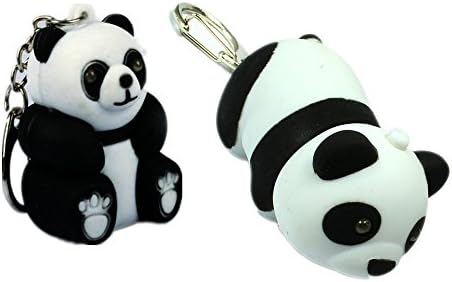 2pcs/lot Panda Shaped Led Key Chain Flashlights with Sound