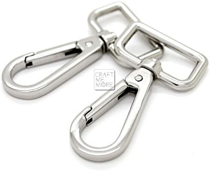 CRAFTMEmore 2PCS Push Gate Snap Hooks Metal Swivel Lobster Claw Clasp Purse Hardware (3/4 inch, Silver)