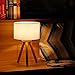 Bedside Lamp Tomons Wood Tripod, Soft Warm Light for Bedroom Decorated, Night Stand Lamp with Fabric Lampshade, Simple Design, LED Bulb Included