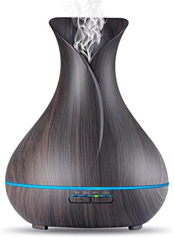 Ledsniper 400ml Ultrasonic Cool Mist Aroma Humidifier with Waterless Auto Shut-off, 7 color LED lights for Bedroom Living Room Spa Baby - Wood Grain