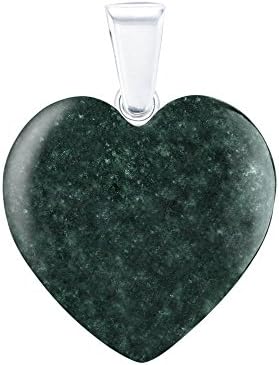 Sterling Silver Pendant featuring Natural Jaguar Green Jade Jadeite Heart