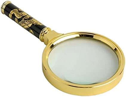 lotusflowert 90mm Handheld 5X Loupe Magnifier Magnifying Glass Lens Perfect Viewing (golden)