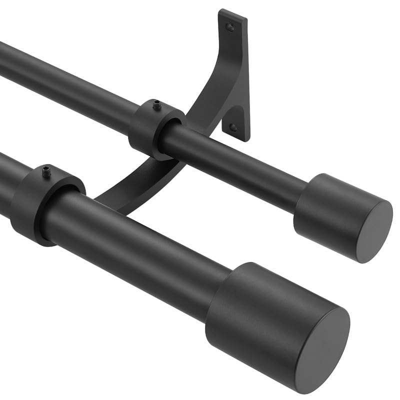 Photo 1 of *COLOR- GOLD* Double Curtain Rods for Window 72 to 144 Inch (6-12ft), Matte Black Drapery Rod, Heavy Duty 1 Inch Front and 5/8 Inch Back Window Rod, Decorative With Cap Finials