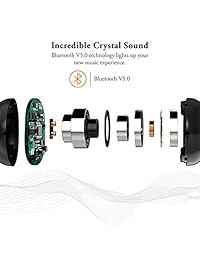 Auriculares inalámbricos iyesku con Bluetooth y 12 horas de reproducción, funda de carga portátil, HiFi, sonido estéreo, cancelación de ruido, sonido premium en los oídos, mini auriculares a prueba de sudor