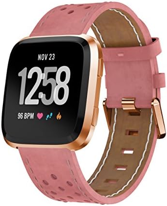 KisFace for Fitbit Versa Replacement Leather Bands, Fitbit Accessories Wristbands Flower Print Series Strap for Fitbit Versa