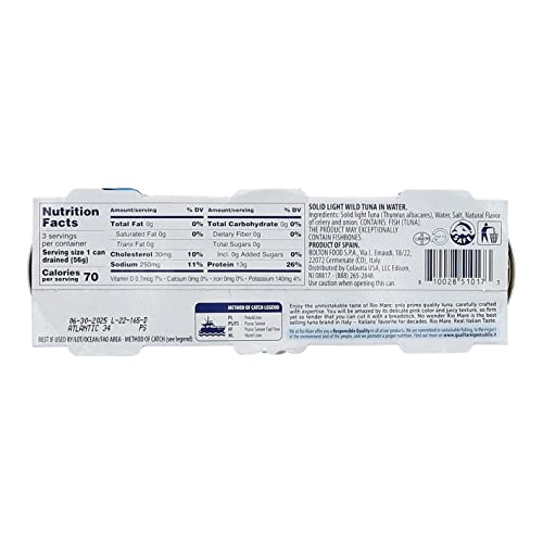 Rio Mare Wild Tuna in Water 3Pack Canned Tuna All Natural Tuna in