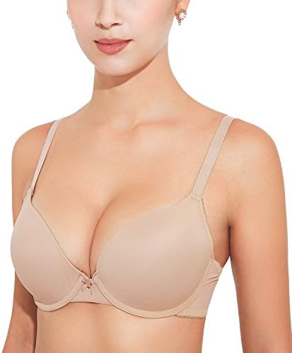 Gnowann Women's Padded Push up Underwire T-Shirt Bra