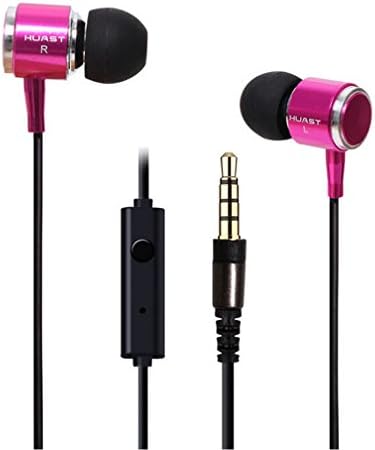 Slite Sports Earphones Sosam Noise Isolating 3.5MM Plug In-ear Earbuds with Microphone Bass Boosted and Stero Surround Sound Audio Earphones for Cell Phones (Rose)